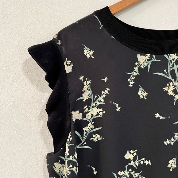 TED BAKER black ruffle sleeve floral blouse size 5 - Picture 3 of 9